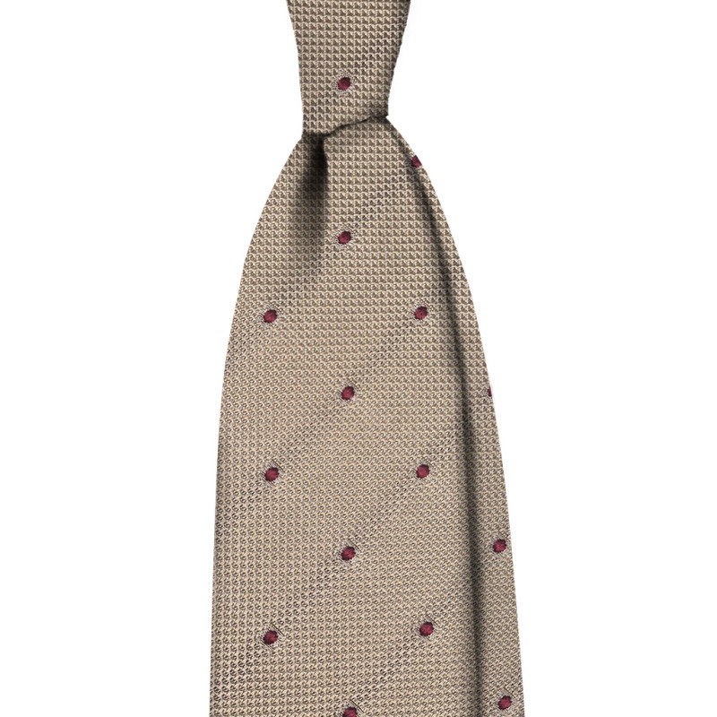 Cravatta garza con pois borgogna - beige