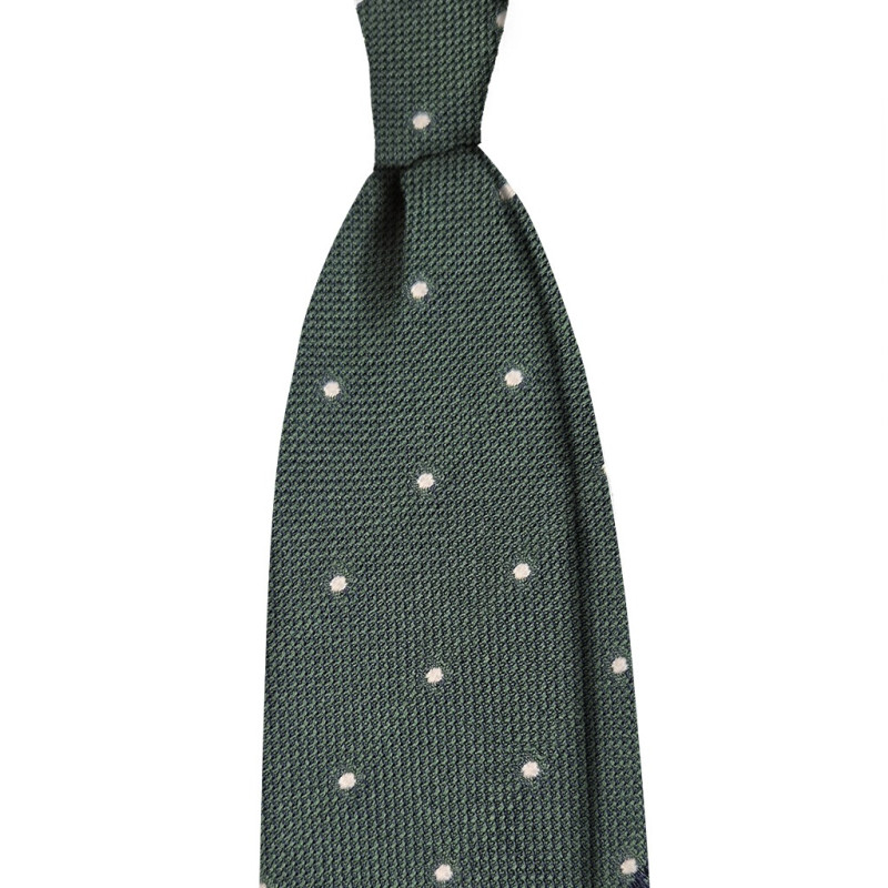 Cravatta garza con pois bianchi - verde