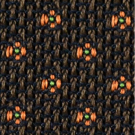 Garza marrone con micro fiori arancioni