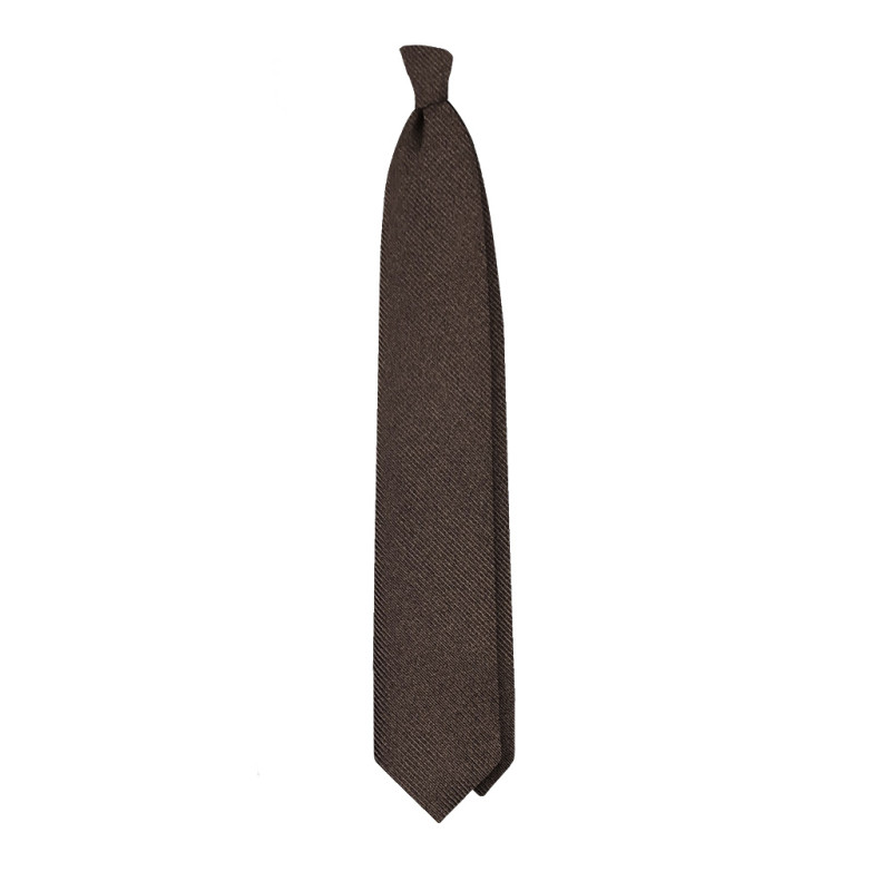 Solid Rep Jacquard 3 folds tie - brown