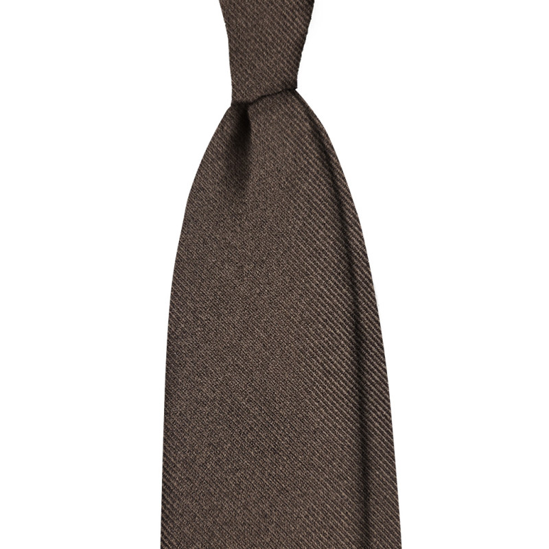 Solid Rep Jacquard 3 folds tie - brown