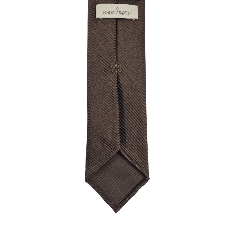 Solid Rep Jacquard 3 folds tie - brown