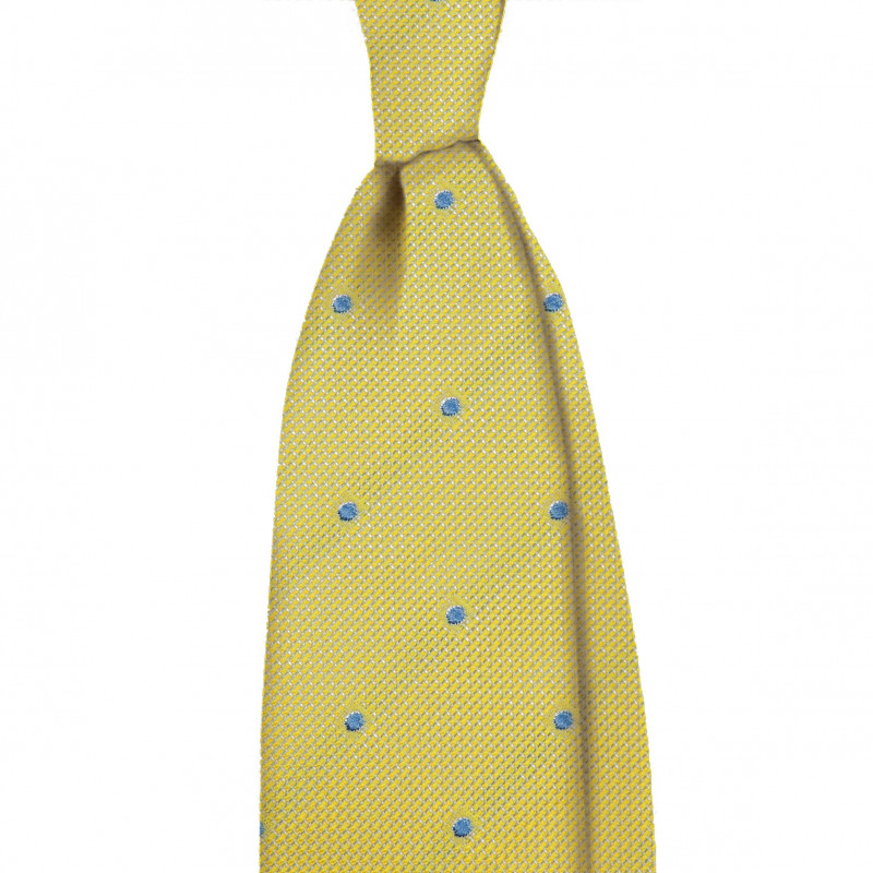 Yellow grenadine with light blue polka dots