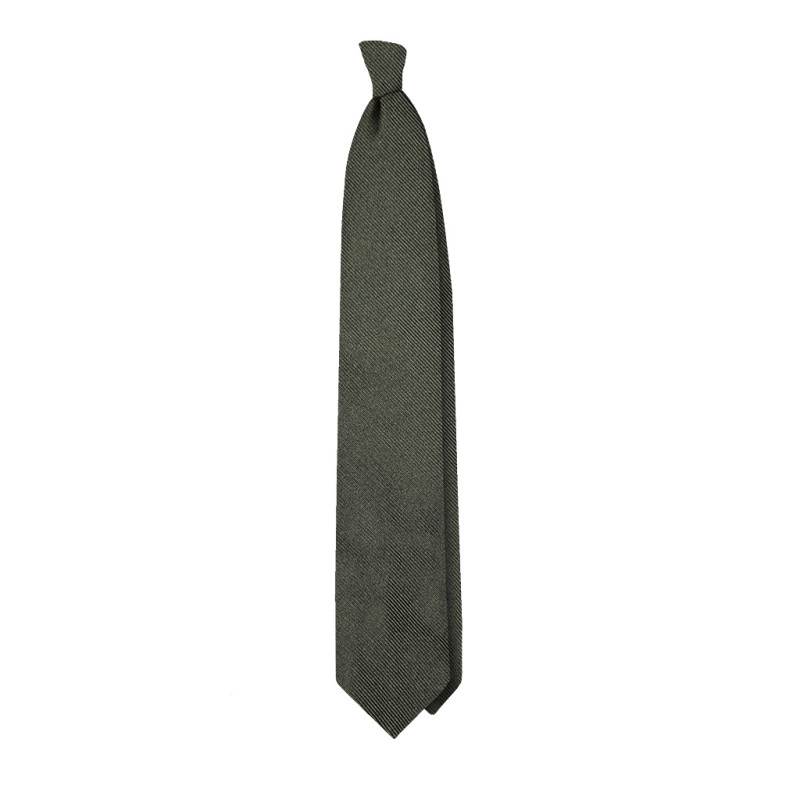 Solid Rep Jacquard 3 folds tie - army...