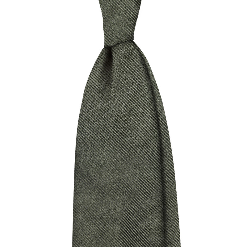 Solid Rep Jacquard 3 folds tie - army...