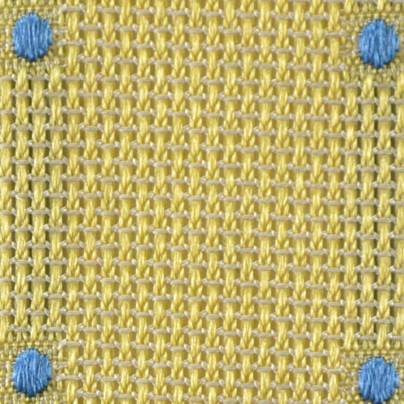 Yellow grenadine with light blue polka dots