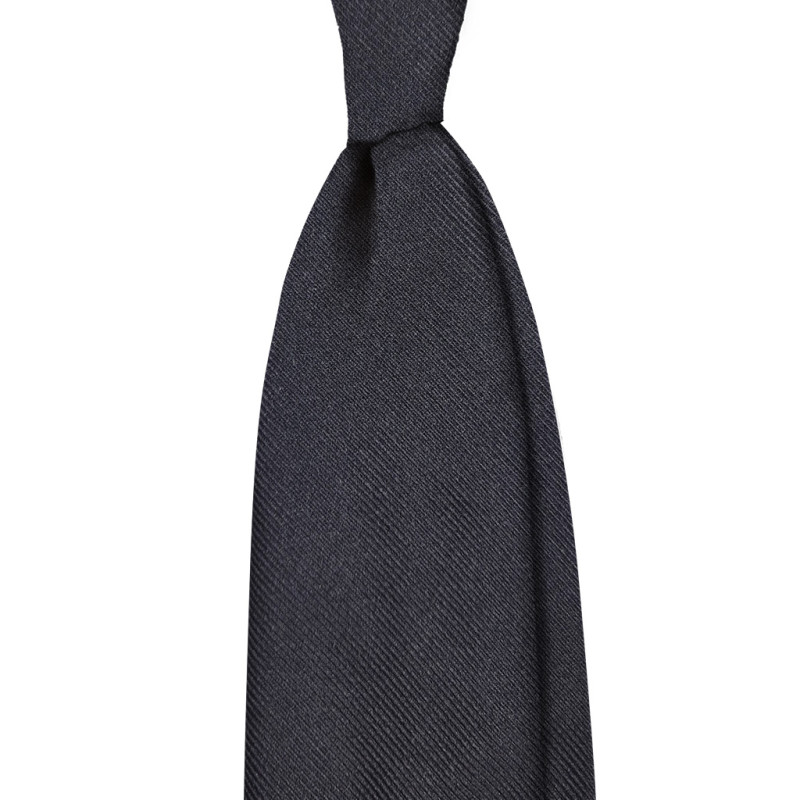 Solid Rep Jacquard 3 folds tie - black