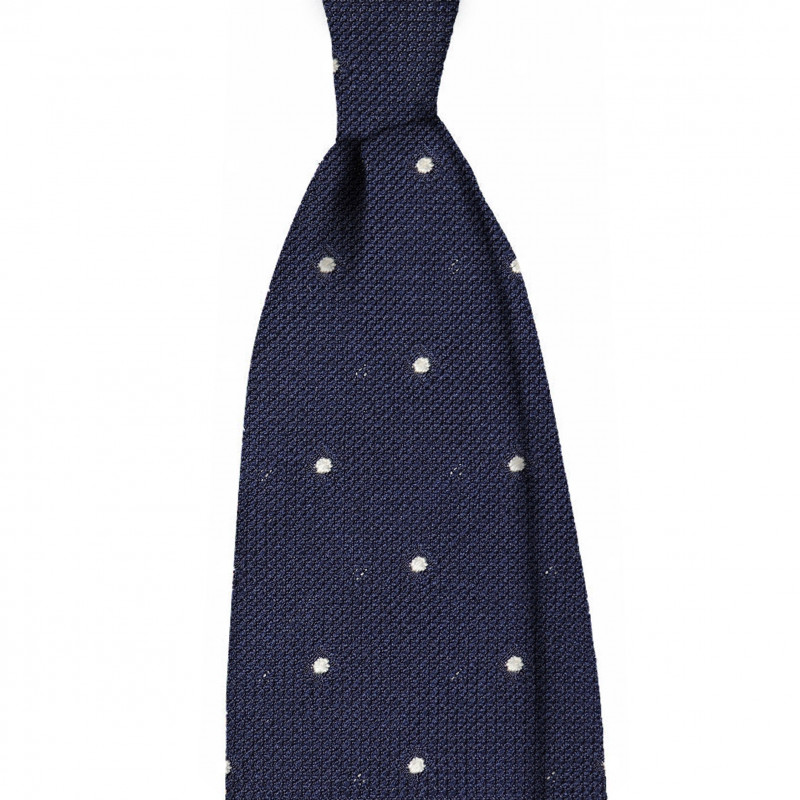 Navy grenadine with white polka dots