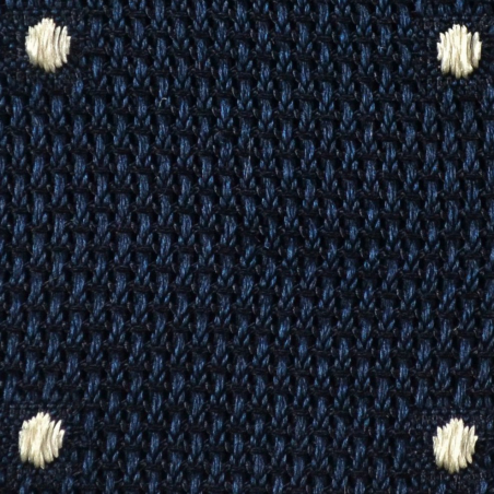 Navy grenadine with white polka dots