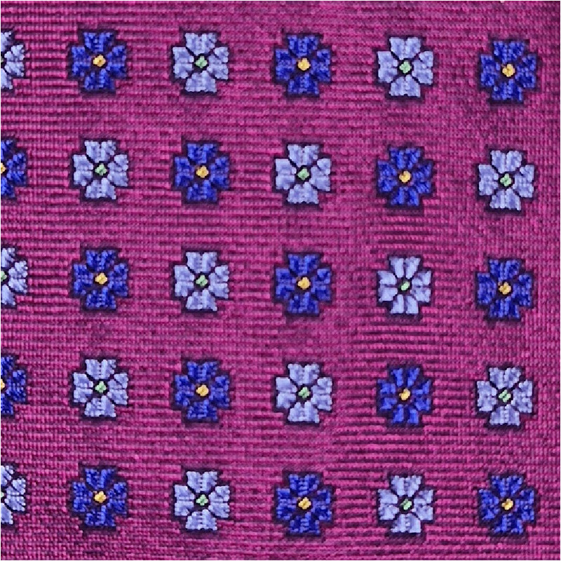 Flowers 7 folds jacquard tie - magenta