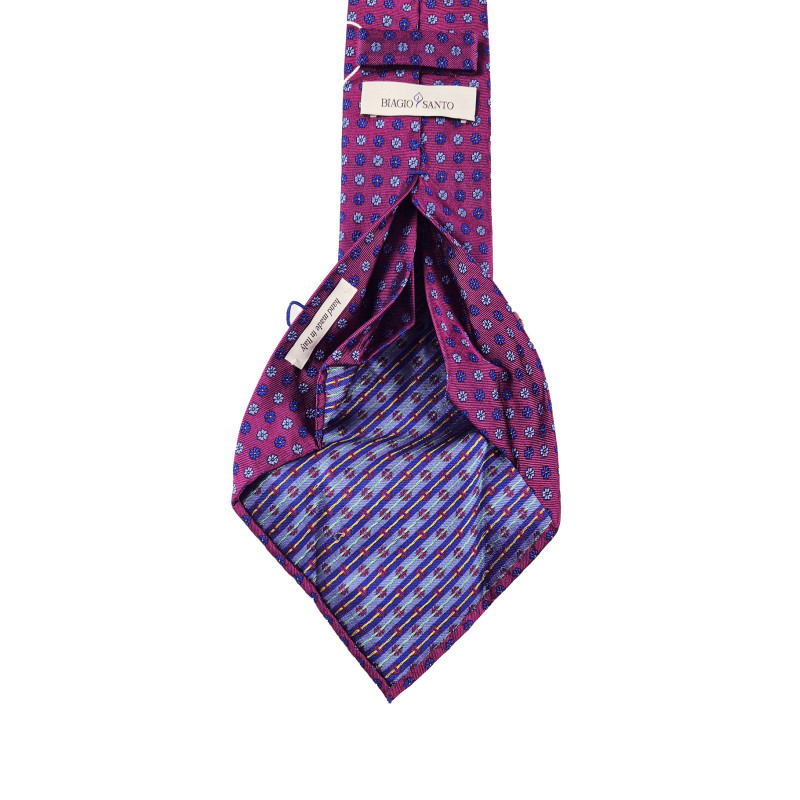 Flowers 7 folds jacquard tie - magenta