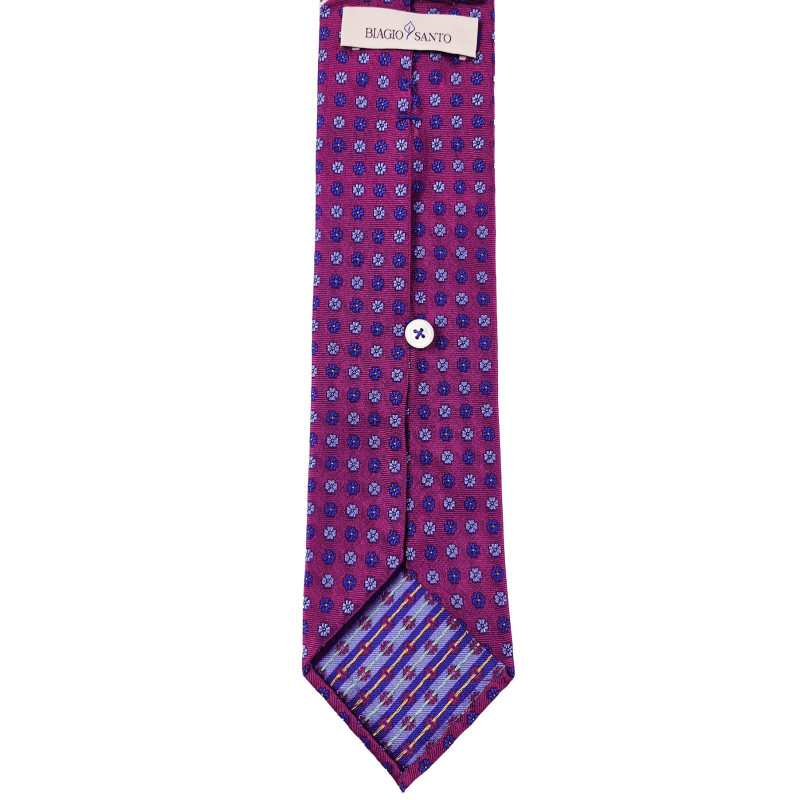 Flowers 7 folds jacquard tie - magenta
