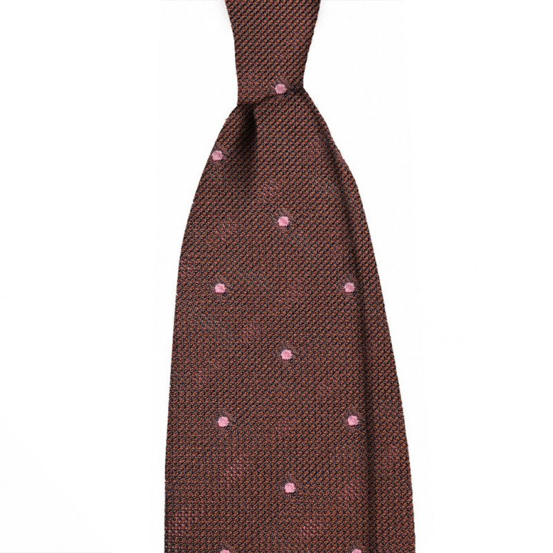 Garza marrone chiaro con pois polka rosa