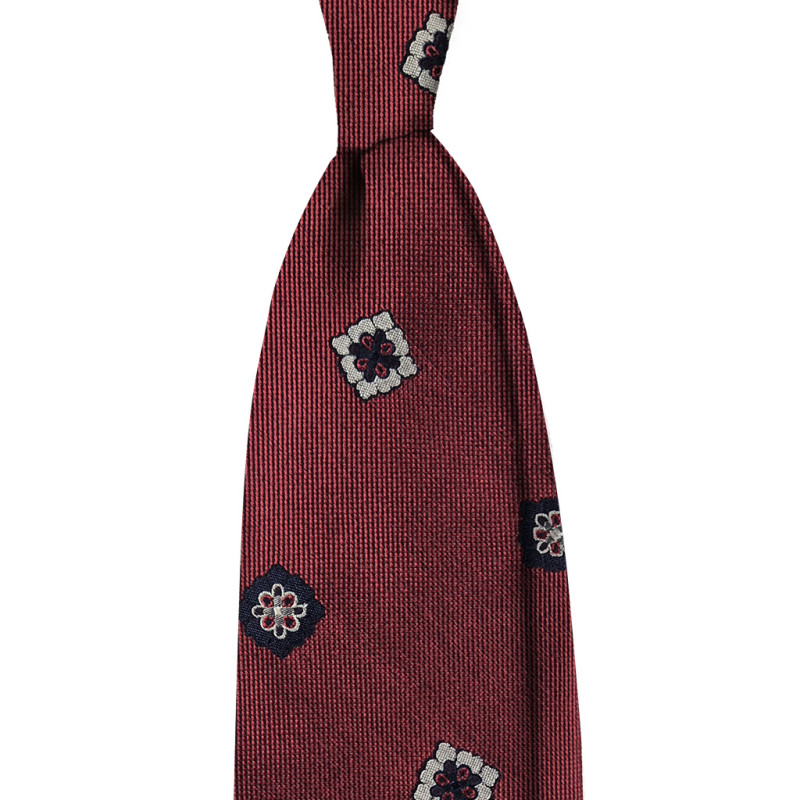 Medallion silk jacquard 3 folds tie -...