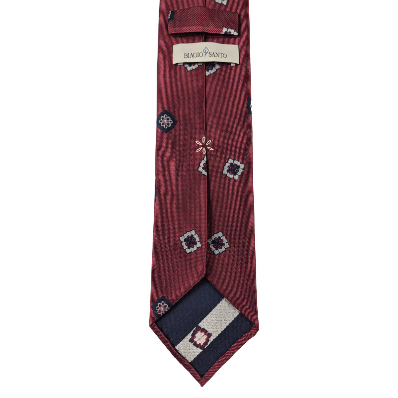 Medallion silk jacquard 3 folds tie -...