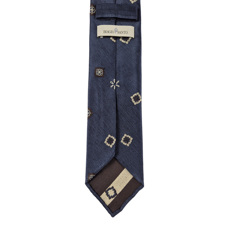 Medallion silk jacquard 3 folds tie -...