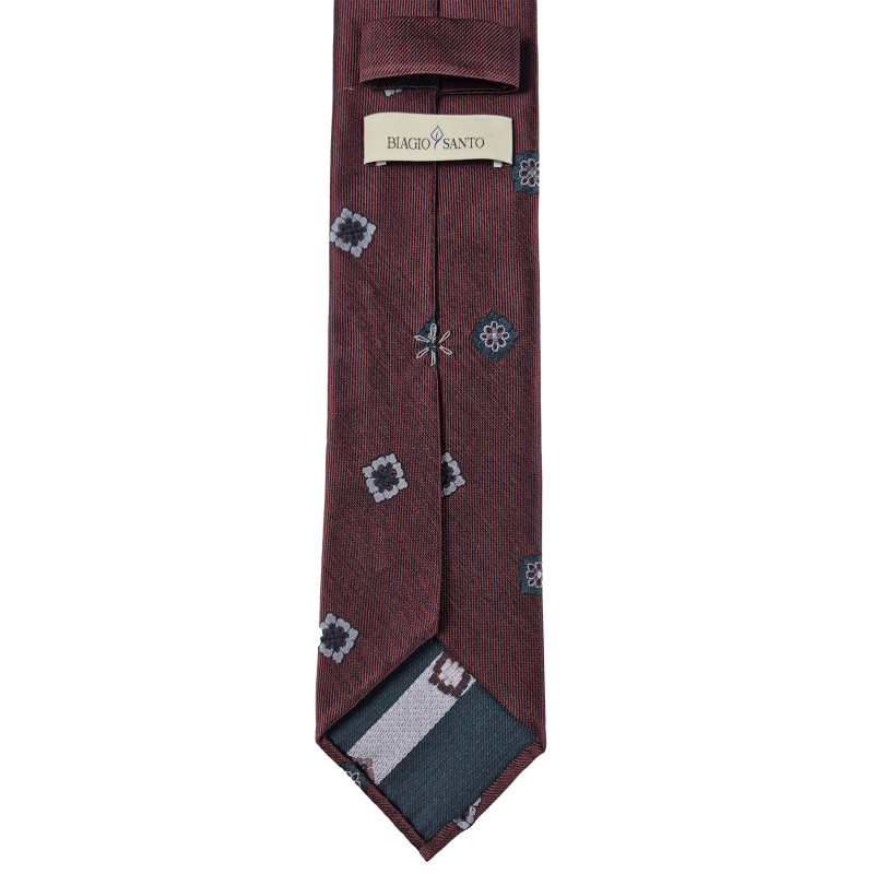 Medallion silk jacquard 3 folds tie -...
