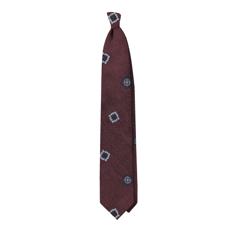 Medallion silk jacquard 3 folds tie -...