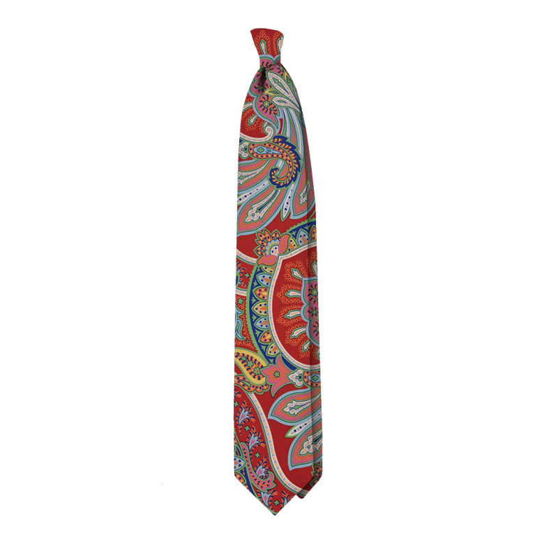 Multicolor paisley 3 folds tie - red