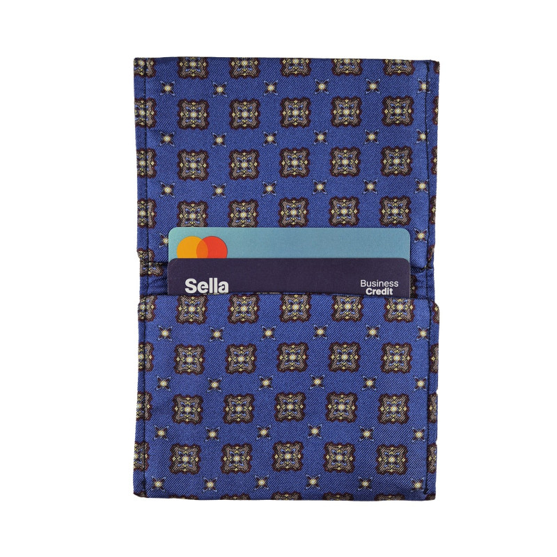 Silk folding card holder - blue