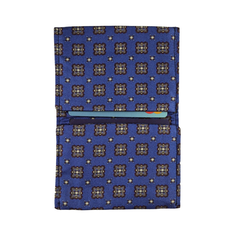 Silk folding card holder - blue