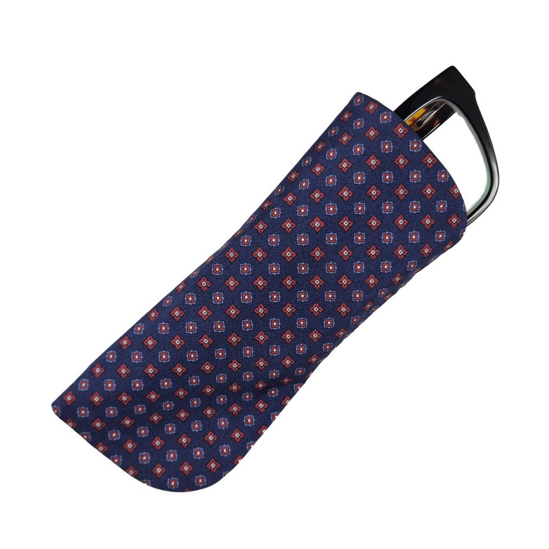 Micro pattern Silk glasses case - navy