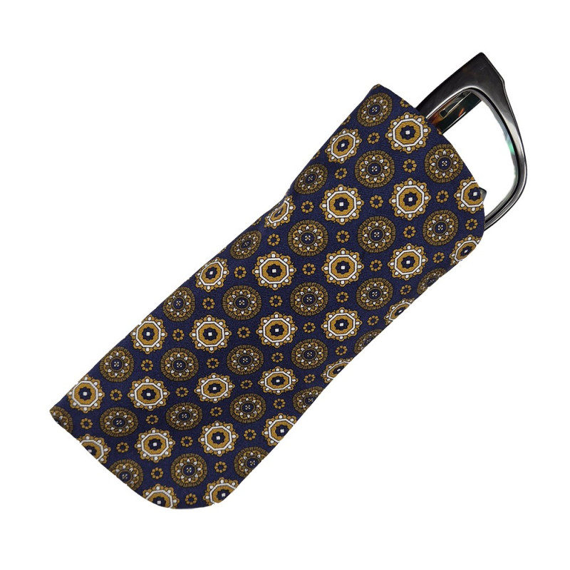 Medallions Silk glasses case - navy