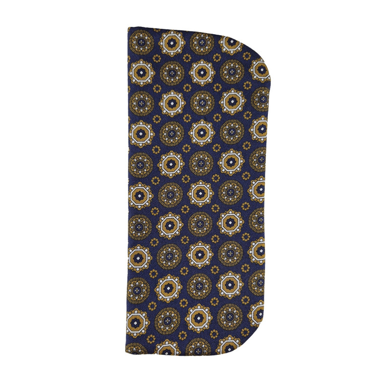 Porta occhiali in seta medaglioni - navy