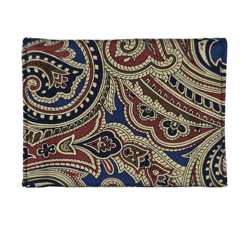 Porta carte in seta paisley - crema
