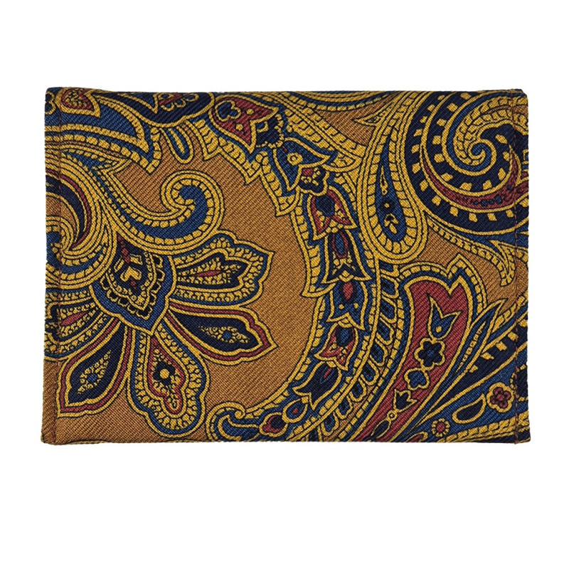 Silk paisley folding card holder - gold
