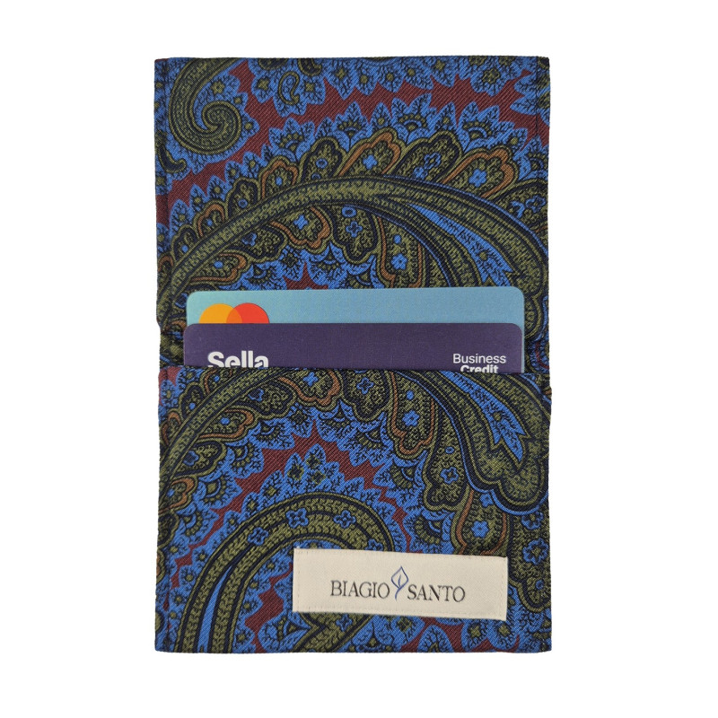 Porta carte in seta paisley - verde