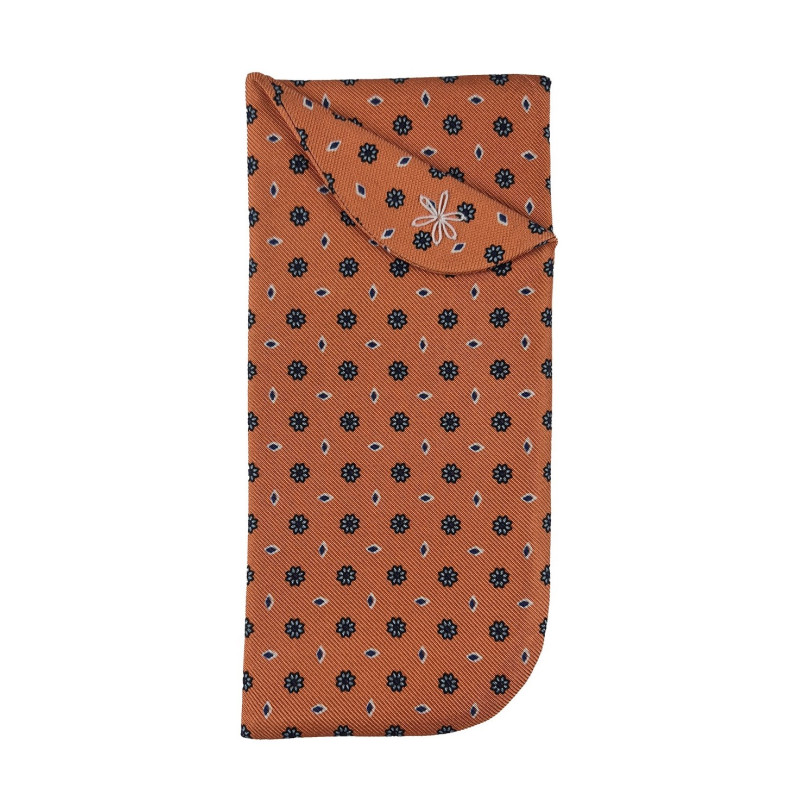 Porta occhiali in seta a fiori - arancio