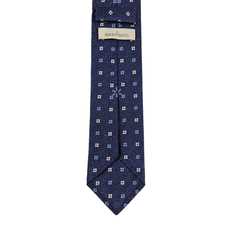 Micro floral pattern 3 folds tie - blue