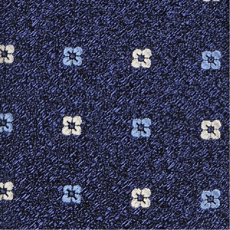 Micro floral pattern 3 folds tie - blue