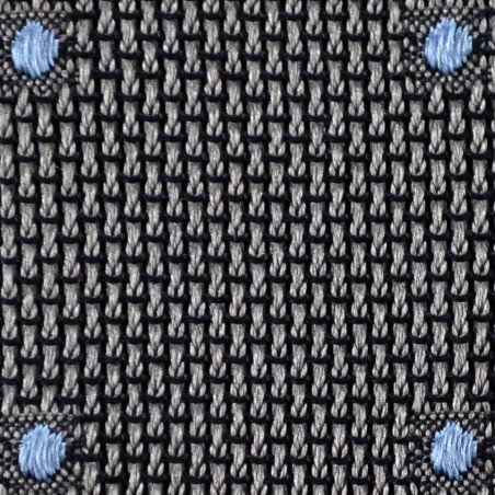 Grey grenadine with light blue polka dots