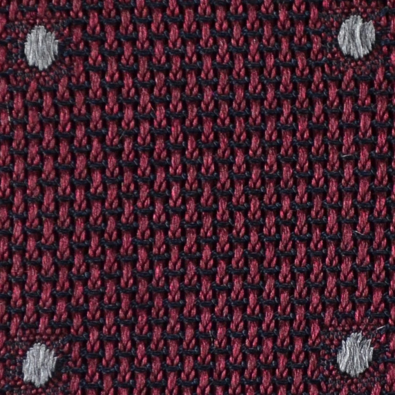 Burgundy grenadine with grey polka dots