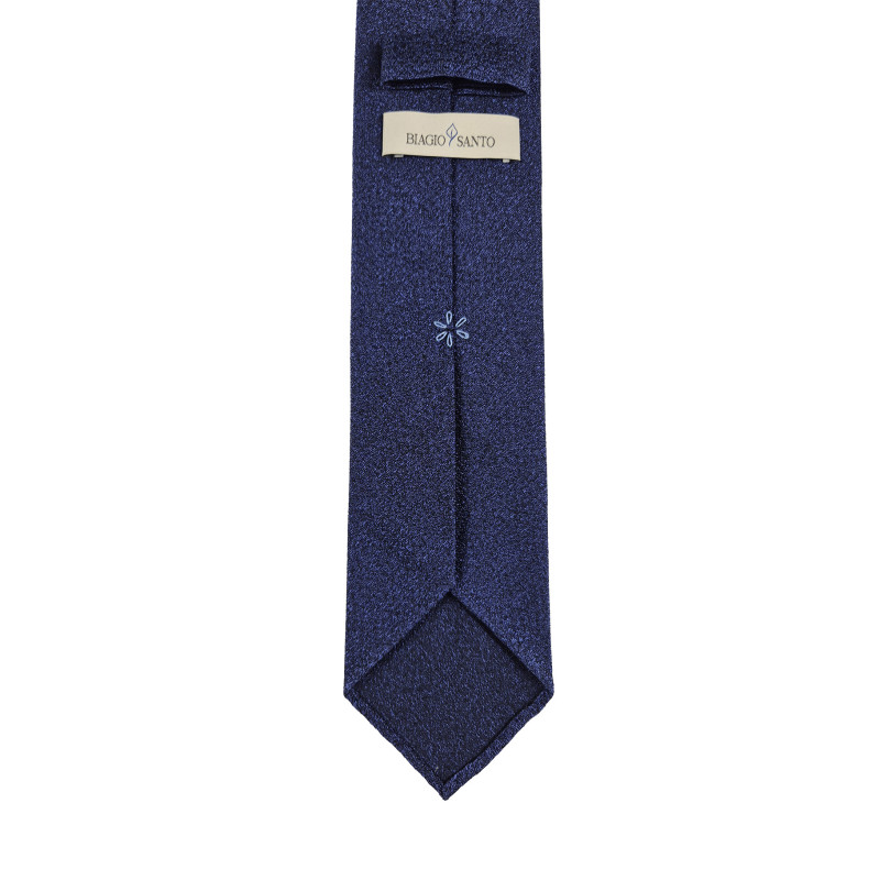Solid 3 folds unlined tie - dark blue