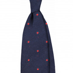 Navy grenadine with red polka dots