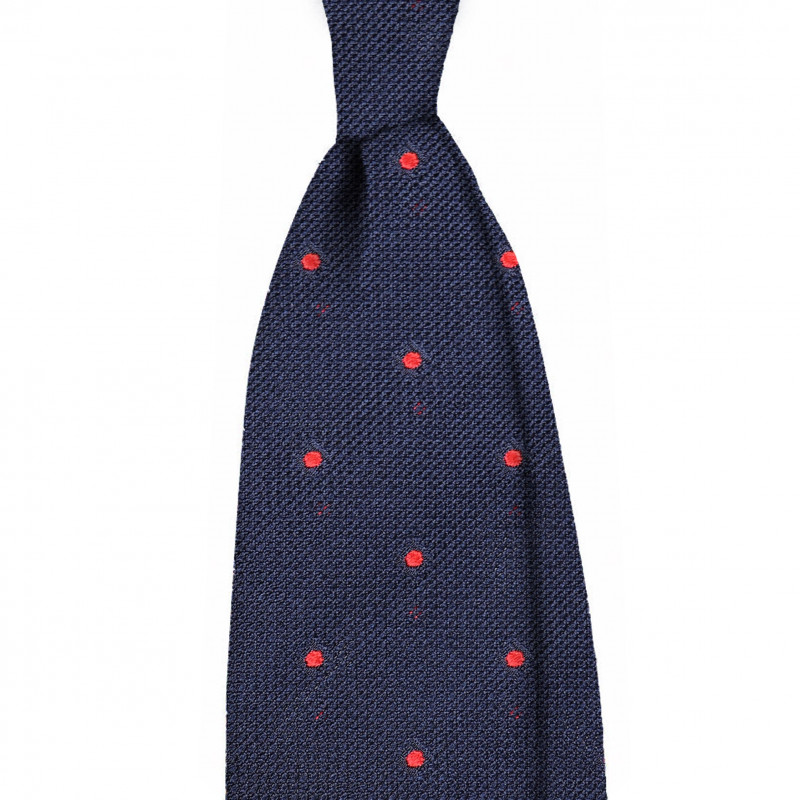 Navy grenadine with red polka dots