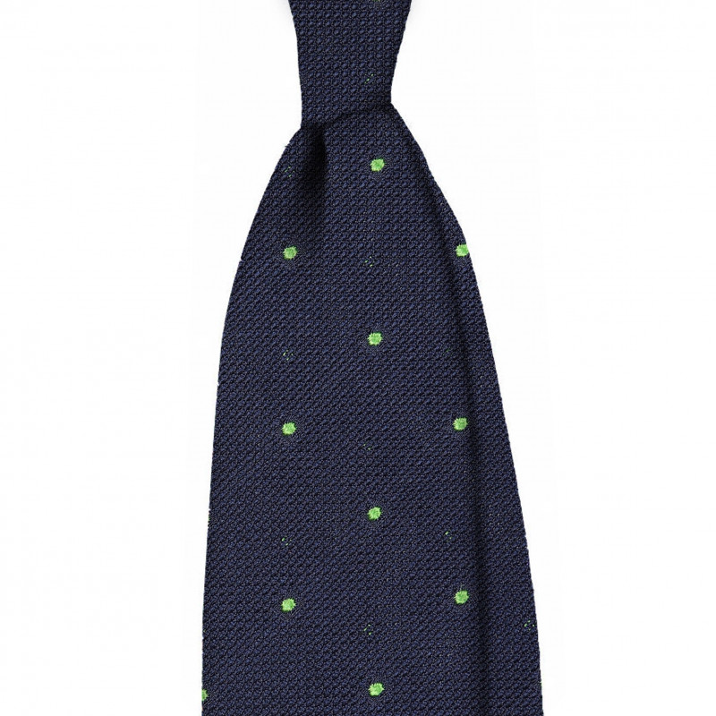 Navy grenadine with green polka dots