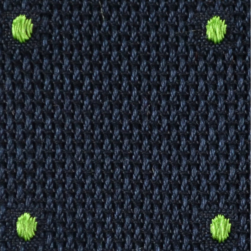 Navy grenadine with green polka dots