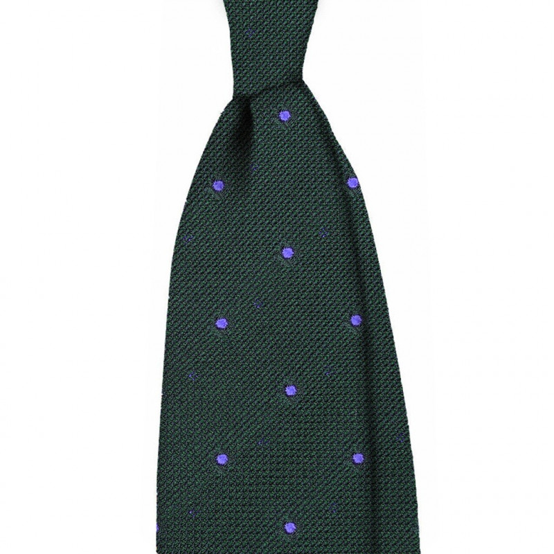 Dark green grenadine with purple polka dots