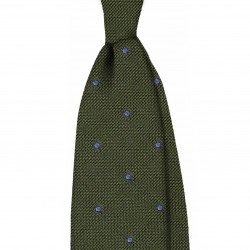 Olive grenadine with light blue polka dots