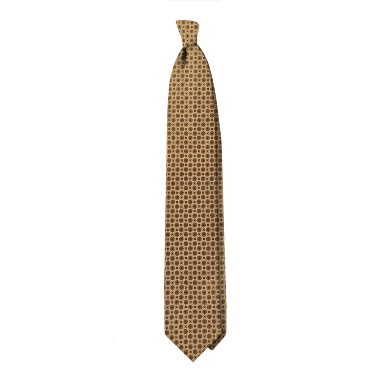 Circle motif 3 folds selftipped tie -...