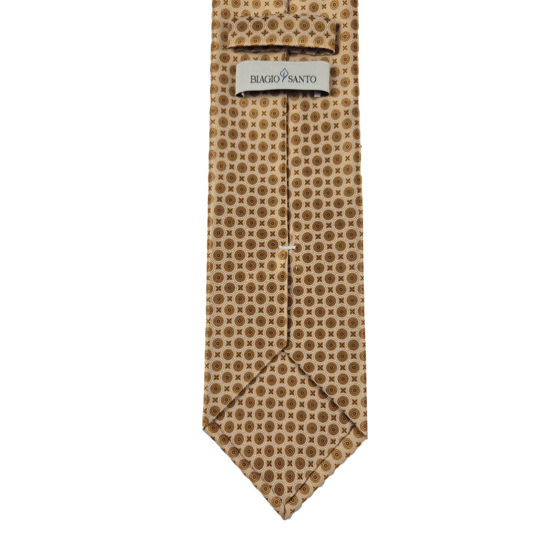 Circle motif 3 folds selftipped tie -...