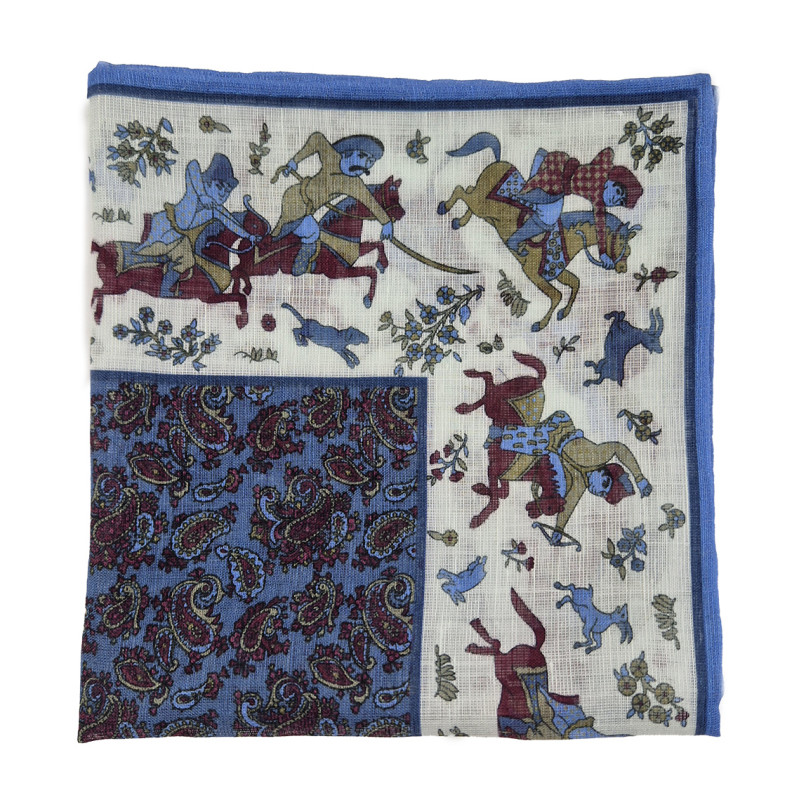 Hunting motif linen/cotton pocket...