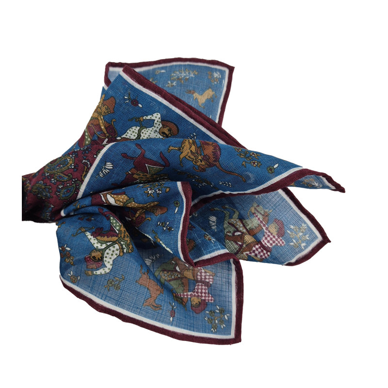 Pochette lino/cotone motivo caccia -...