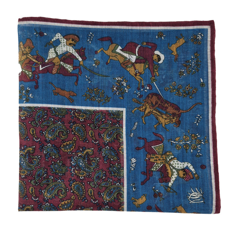Hunting motif linen/cotton pocket...