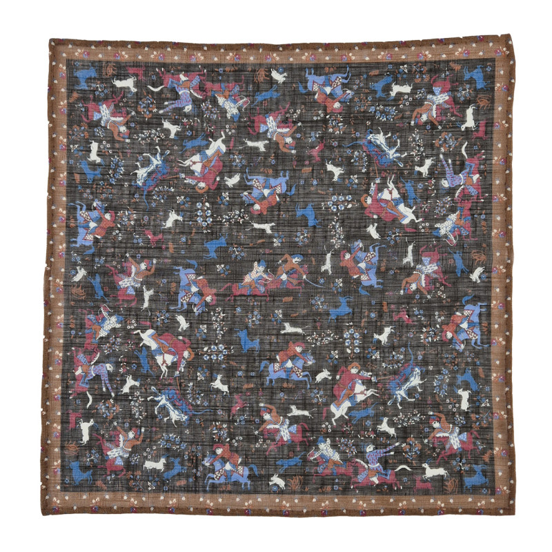 Pochette lino/cotone motivo cavalli -...