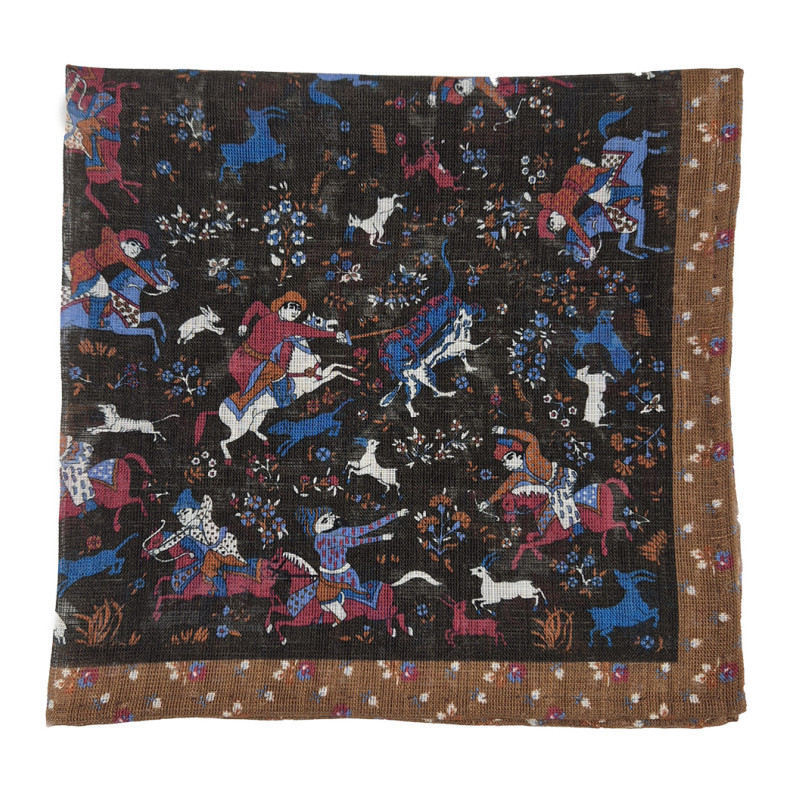 Pochette lino/cotone motivo cavalli -...